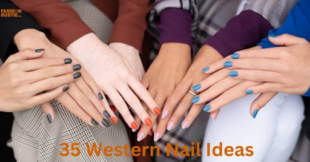 Diverse western nail art ideas showcasing Native American motifs and vibrant colors in 35 unique styles.
