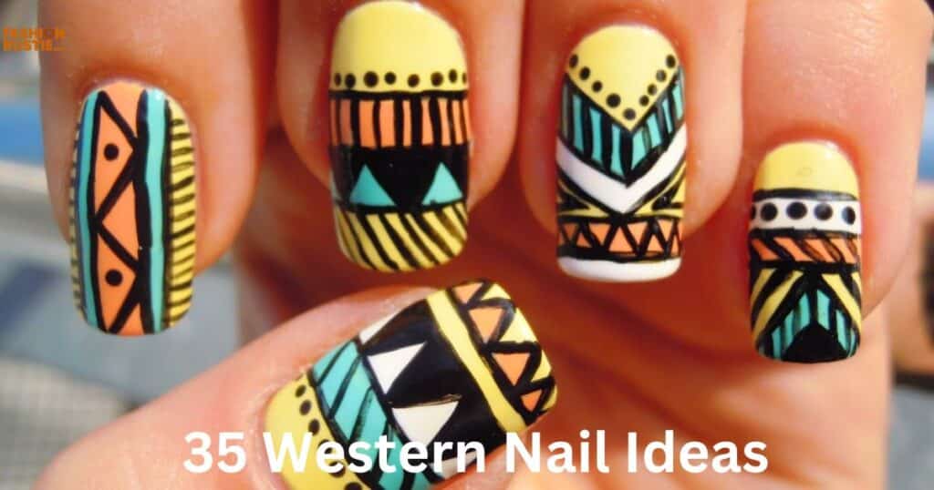 Western-themed nail art featuring 35 unique designs, capturing the essence of a desert heat wave.