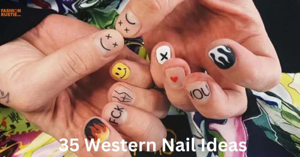  A collection of 35 summer nail designs inspired by a fresh take on the western theme, showcasing vibrant colors and patterns.
