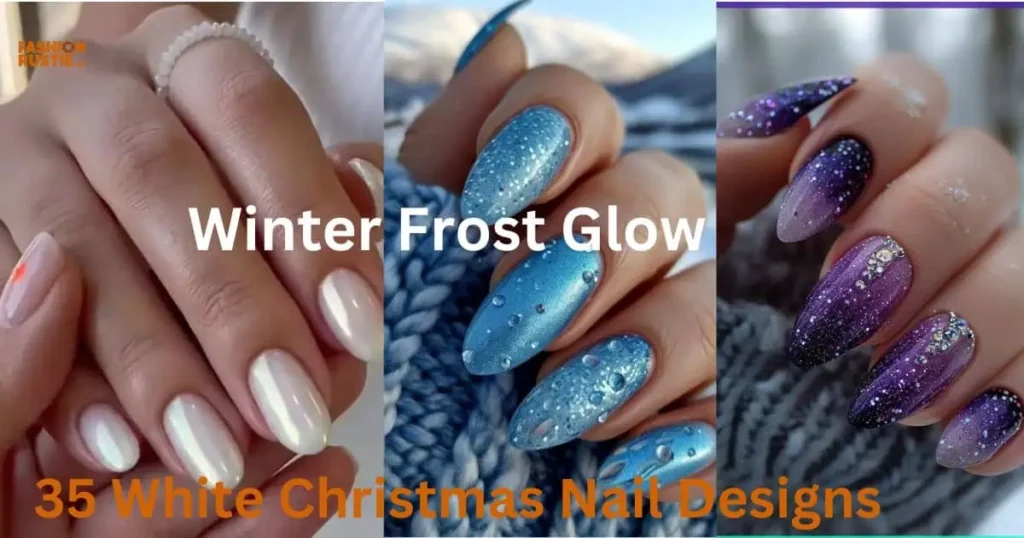 Beautiful winter frost glow nail art featuring delicate frost effects and a radiant finish, perfect for the winter season.